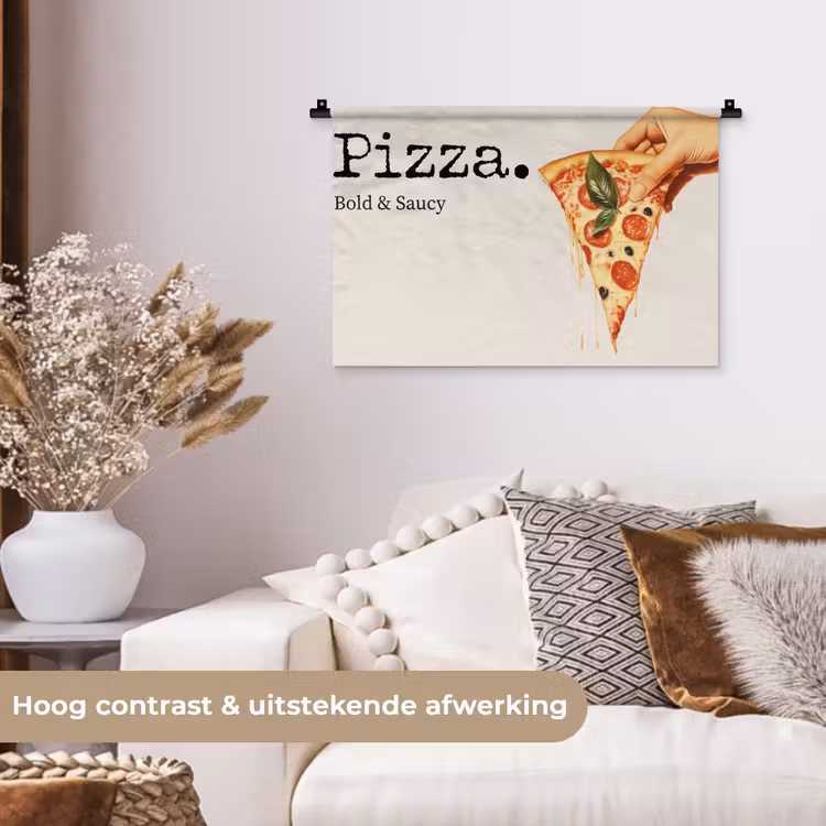 Pizza - Kaas - Pepperoni Wandkleed katoen klein -sfeer1