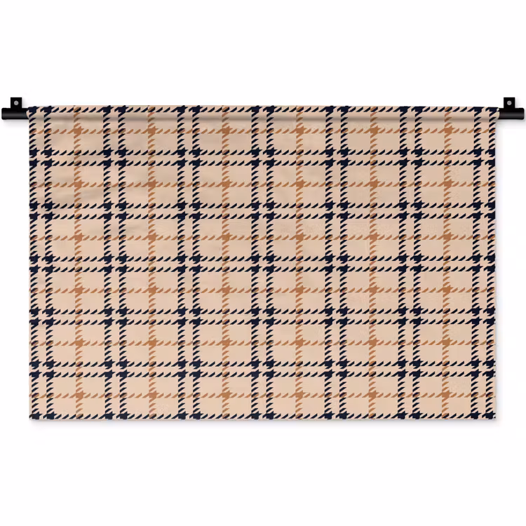Plaid - Patroon - Beige - Zwart Wandkleed katoen klein 269 -zz3d