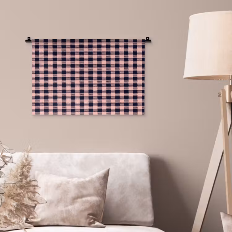 Plaid - Patroon - Roze - Zwart Wandkleed katoen klein 269 -sfeer4