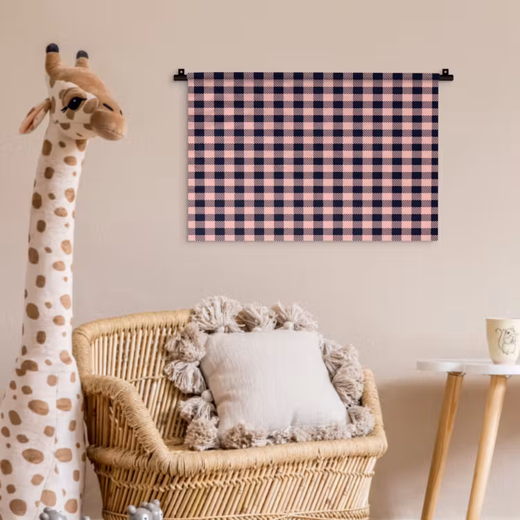Plaid - Patroon - Roze - Zwart Wandkleed katoen klein 269 -wsfeer5_kind