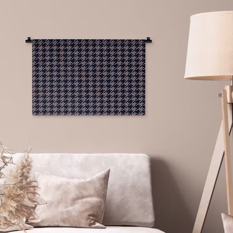 Plaid - Patroon - Ruit - Blauw Wandkleed katoen klein 269 -sfeer4