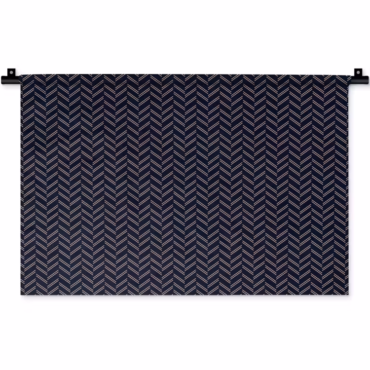 Plaid - Patroon - Visgraad - Blauw Wandkleed katoen klein 269 -zz3d