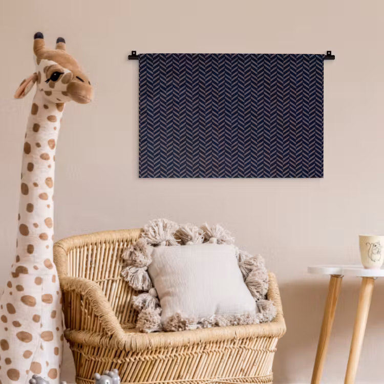 Plaid - Patroon - Visgraad - Blauw Wandkleed katoen klein 269 -wsfeer5_kind