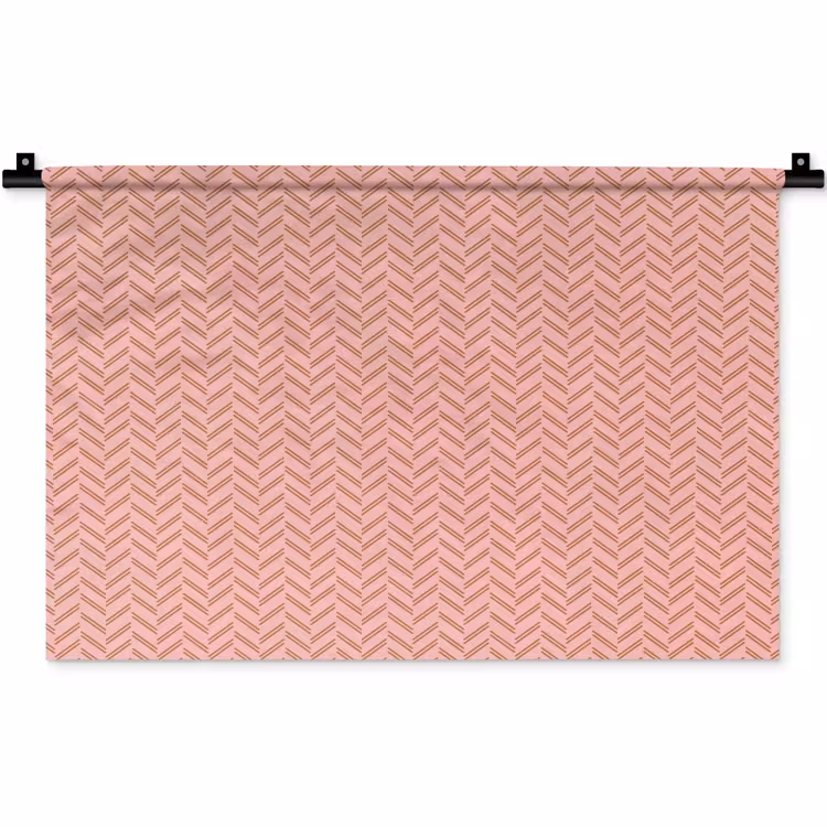 Plaid - Patroon - Visgraad - Roze Wandkleed katoen klein 269 -zz3d
