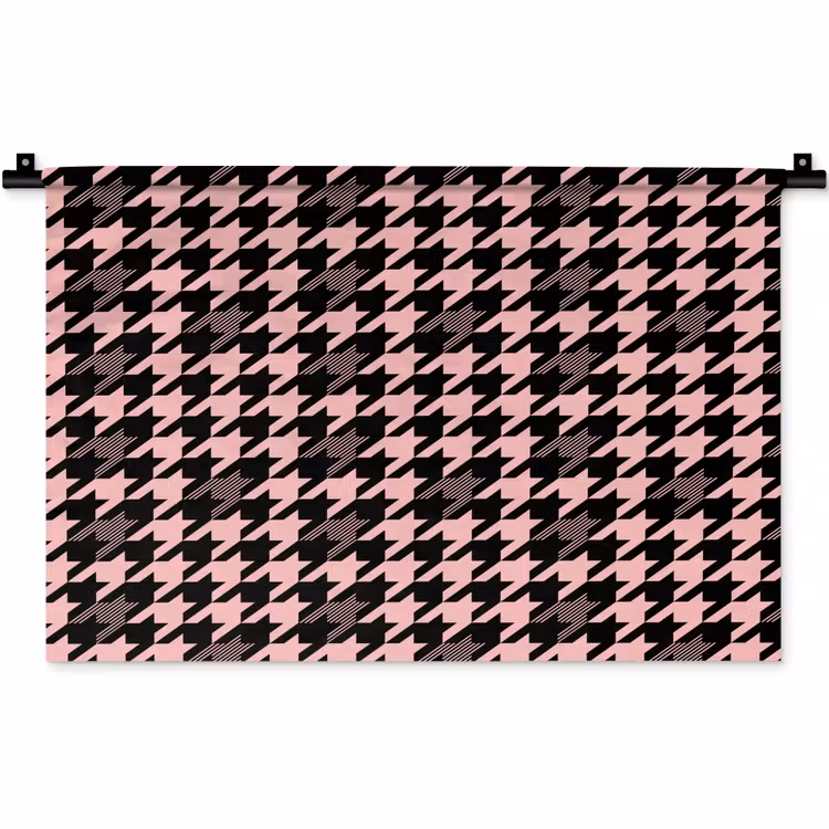 Plaid - Patroon - Zwart - Roze Wandkleed katoen klein 269 -zz3d