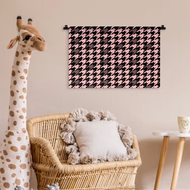 Plaid - Patroon - Zwart - Roze Wandkleed katoen klein 269 -wsfeer5_kind