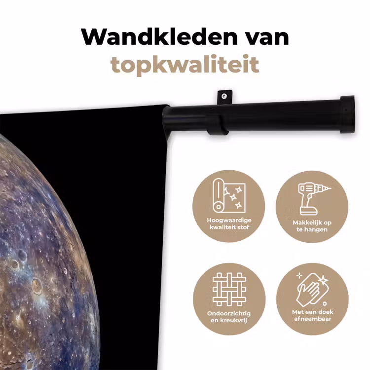 Wandkleed - Planeet - Kraters - Ruimte - Planeet - Kraters - Ruimte Wandkleed katoen klein