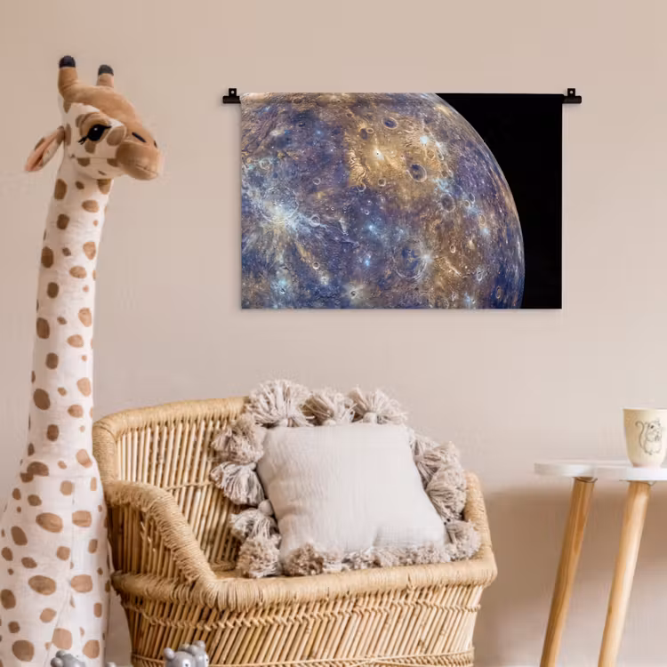Wandkleed - Planeet - Kraters - Ruimte - Planeet - Kraters - Ruimte Wandkleed katoen klein