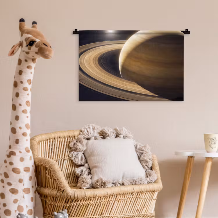 Wandkleed - Planeet - Ringen - Ruimte - Planeet - Ringen - Ruimte Wandkleed katoen klein