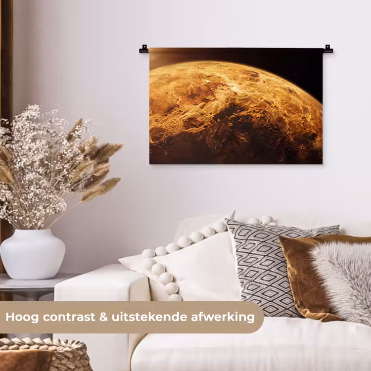 Wandkleed - Planeet - Ruimte - Oranje - Planeet - Ruimte - Oranje Wandkleed katoen klein