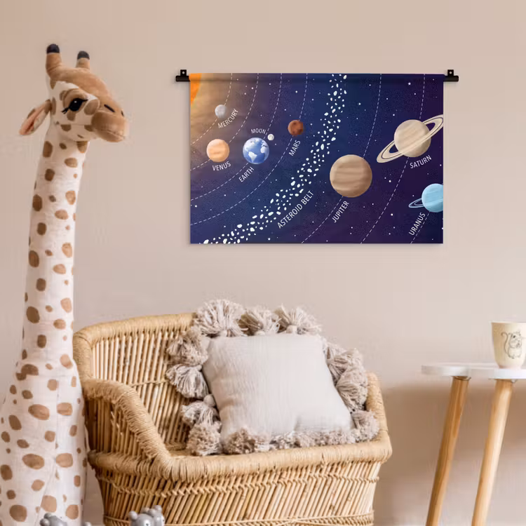 Planetenstelsel - Ruimte - Illustratie Wandkleed katoen klein -wsfeer5_kind