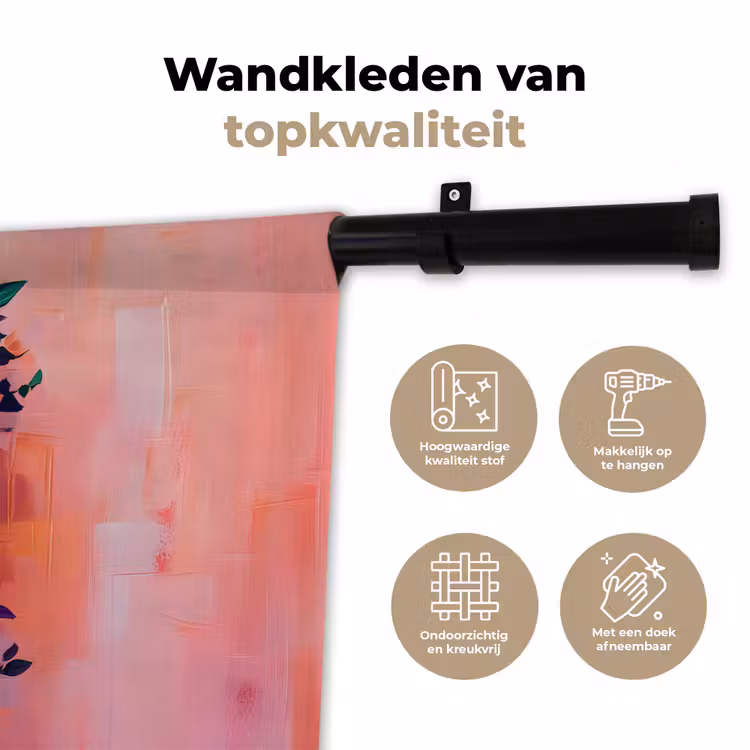 Planken - Boeken - Bladeren Wandkleed katoen klein -sfeer2