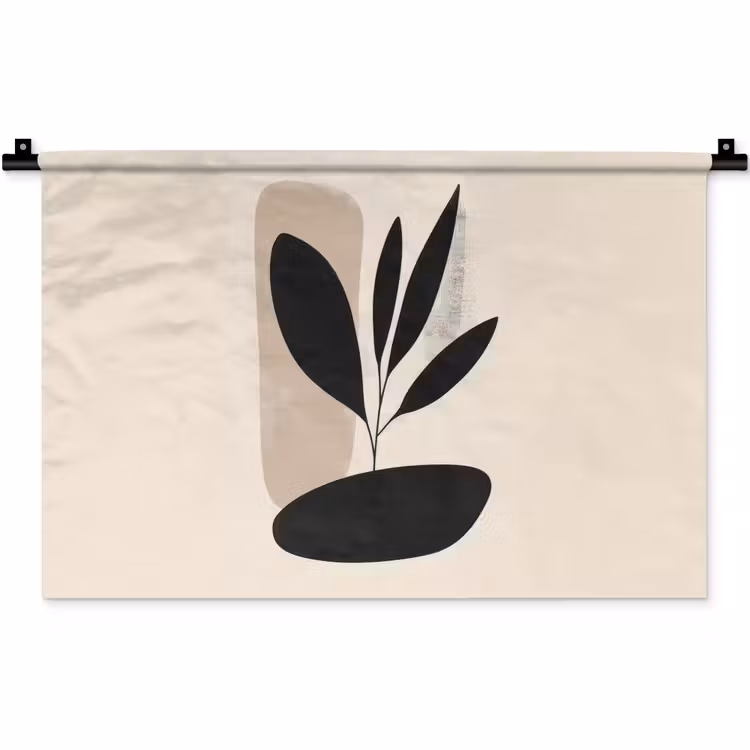 Plant - Beige - Japandi Wandkleed katoen klein -zz3d