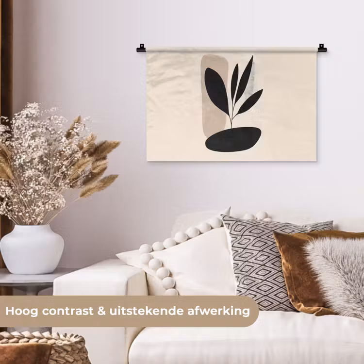 Plant - Beige - Japandi Wandkleed katoen klein -sfeer1