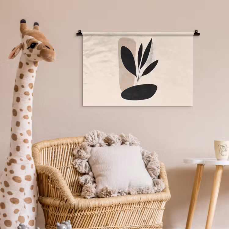 Plant - Beige - Japandi Wandkleed katoen klein -wsfeer5_kind