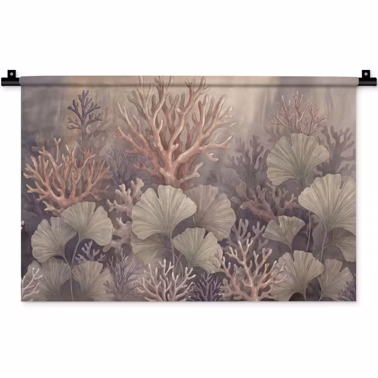 Plant - Bladeren - Zee - Illustratie - Groen Wandkleed katoen klein -zz3d