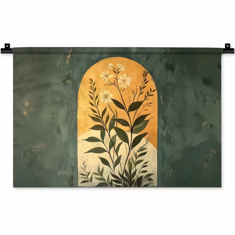Plant - Bloemen - Wit Wandkleed katoen klein -zz3d
