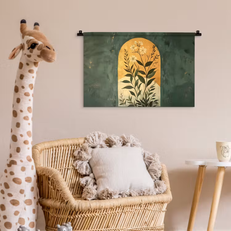 Plant - Bloemen - Wit Wandkleed katoen klein -wsfeer5_kind
