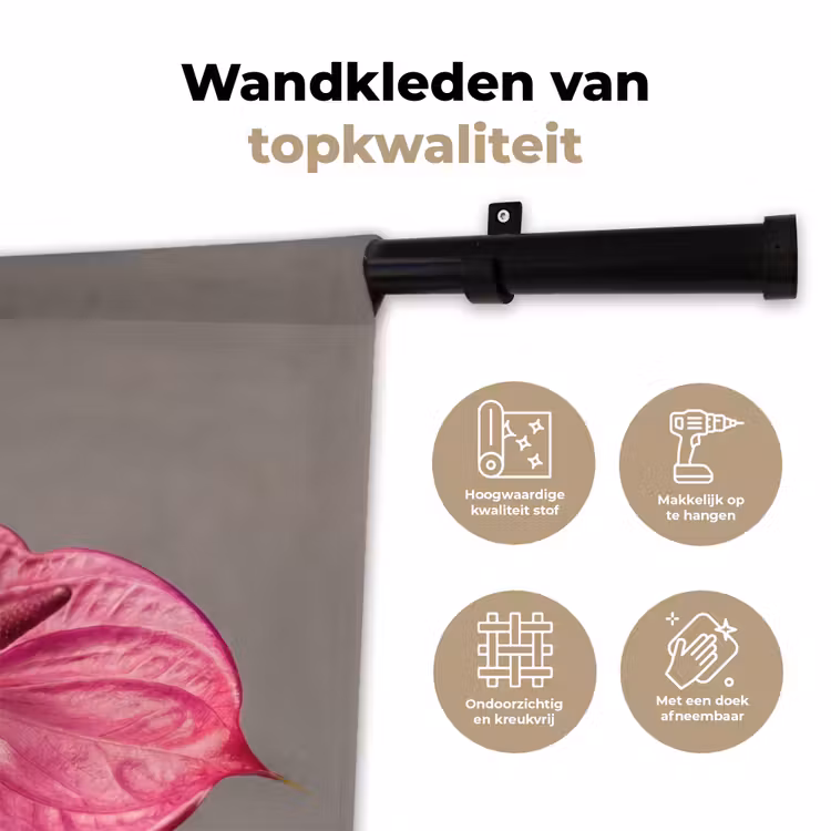 Planten - Anthurium - Groen - Roze Wandkleed katoen klein -sfeer2