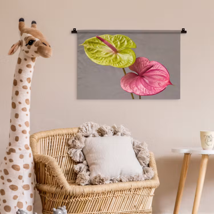 Planten - Anthurium - Groen - Roze Wandkleed katoen klein -wsfeer5_kind