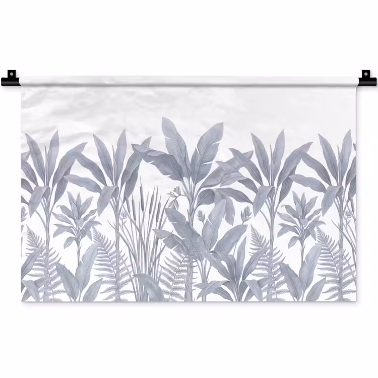 Planten - Bladeren - Natuur - Grijs Wandkleed katoen klein -zz3d