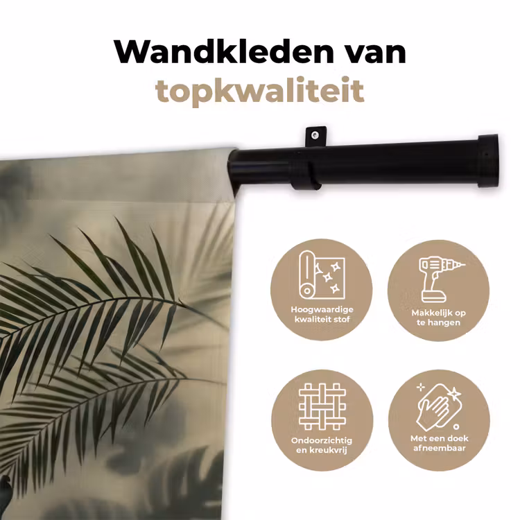 Planten - Bladeren - Schaduwen - Groen - Modern Wandkleed katoen klein -sfeer2