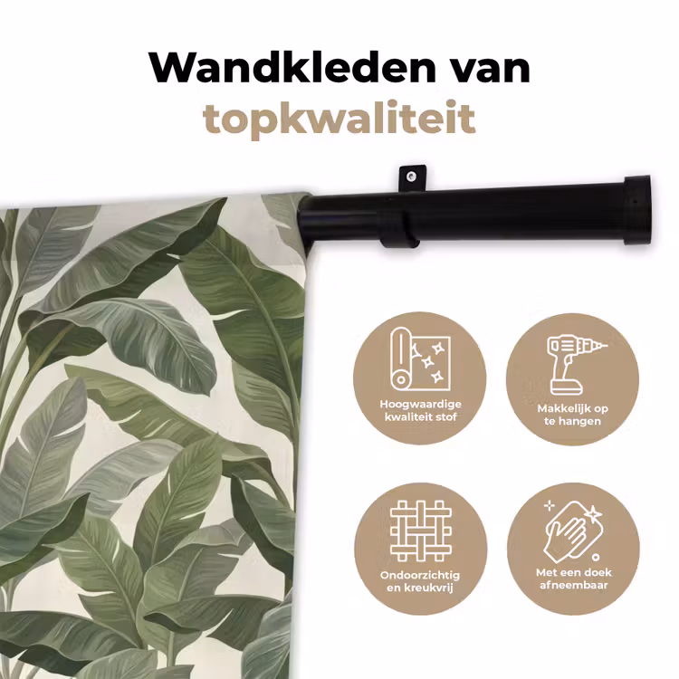 Planten - Bladeren - Tropisch - Groen Wandkleed katoen klein -sfeer2