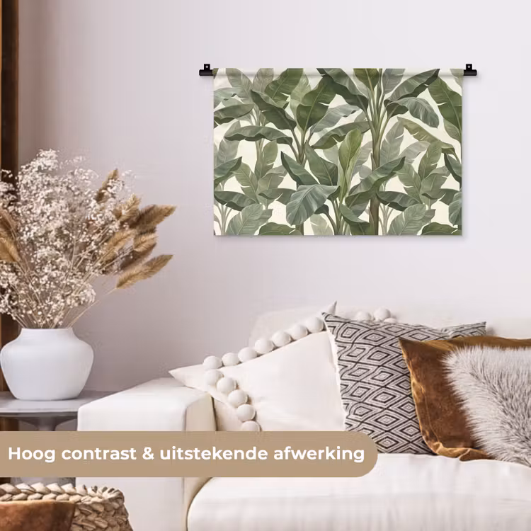 Planten - Bladeren - Tropisch - Groen Wandkleed katoen klein -sfeer1