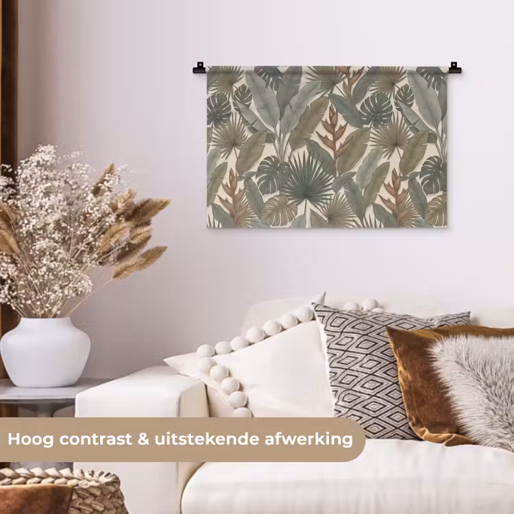 Planten - Tropisch - Natuur - Illustratie - Groen Wandkleed katoen klein -sfeer1