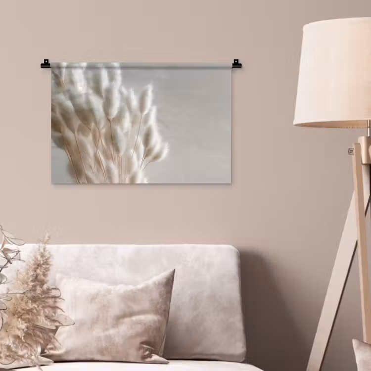 Pluimen - Beige - Minimalistisch Wandkleed katoen klein -sfeer4