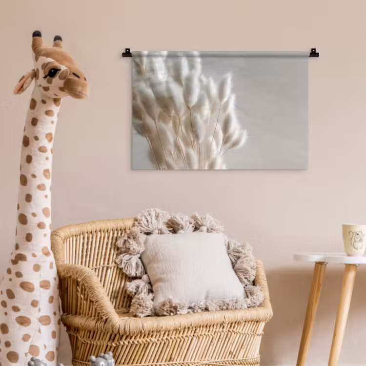 Pluimen - Beige - Minimalistisch Wandkleed katoen klein -wsfeer5_kind