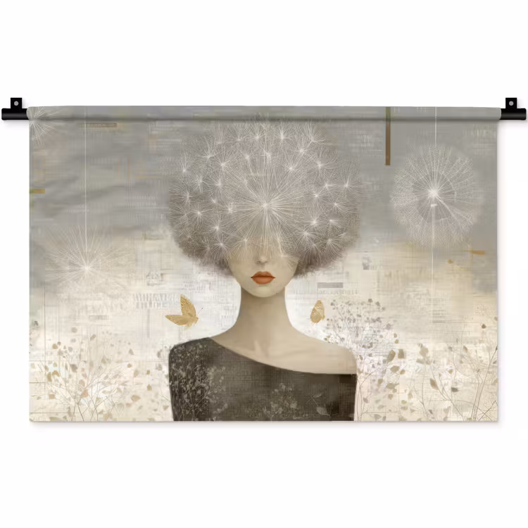 Pluis - Vrouw - Beige Wandkleed katoen klein -zz3d