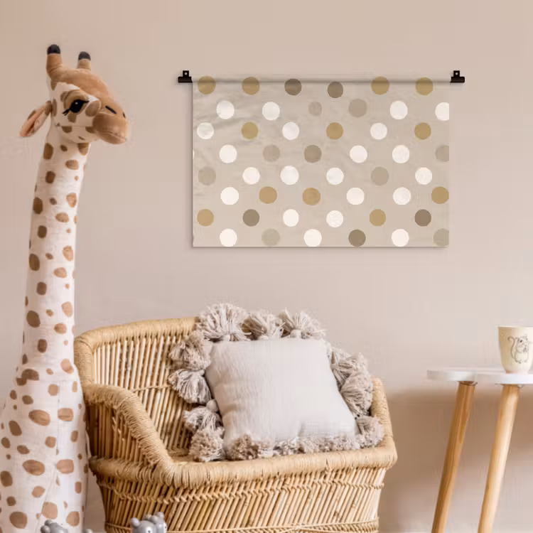 Polka - Dots - Beige Wandkleed katoen klein 269 -wsfeer5_kind