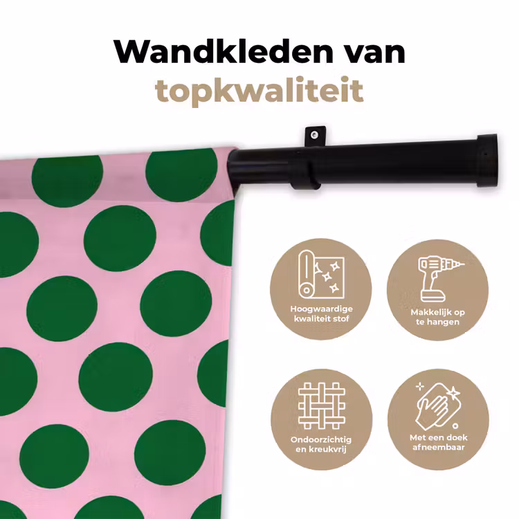 Polkadots - Patroon - Groen Wandkleed katoen klein 269 -sfeer2