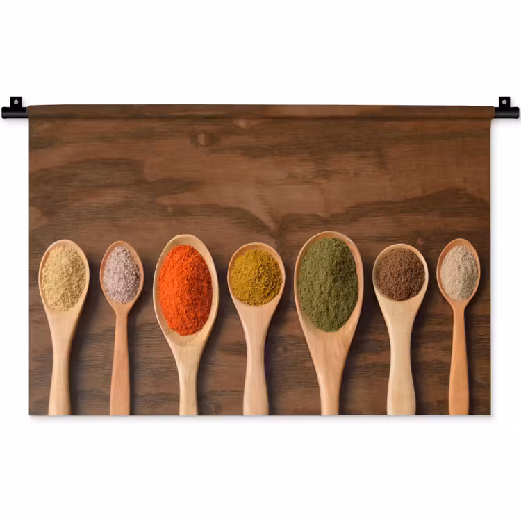 Pollepel - Kruiden - Eten - Specerijen - Tafel Wandkleed katoen klein -zz3d