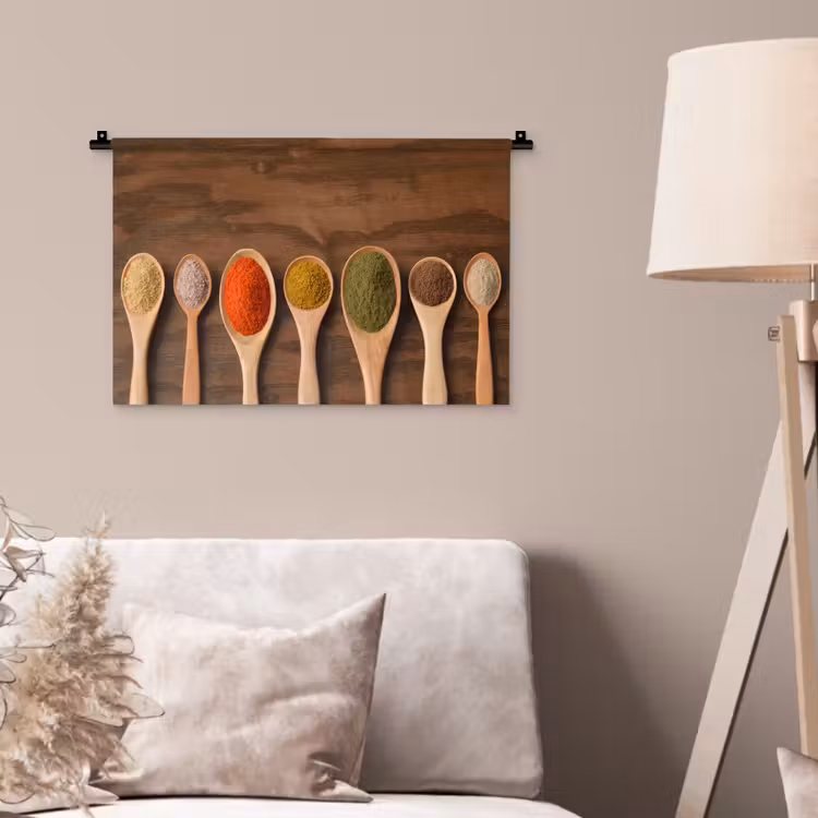 Pollepel - Kruiden - Eten - Specerijen - Tafel Wandkleed katoen klein -sfeer4
