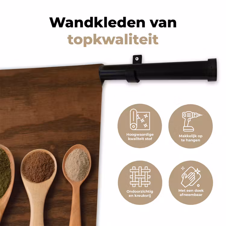 Pollepel - Kruiden - Eten - Specerijen - Tafel Wandkleed katoen klein -sfeer2