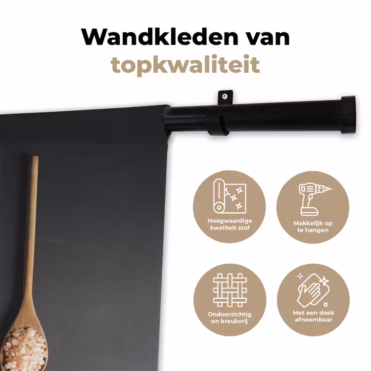 Pollepel - Specerijen - Kruiden - Groen - Bruin - Rustiek Wandkleed katoen klein -sfeer2