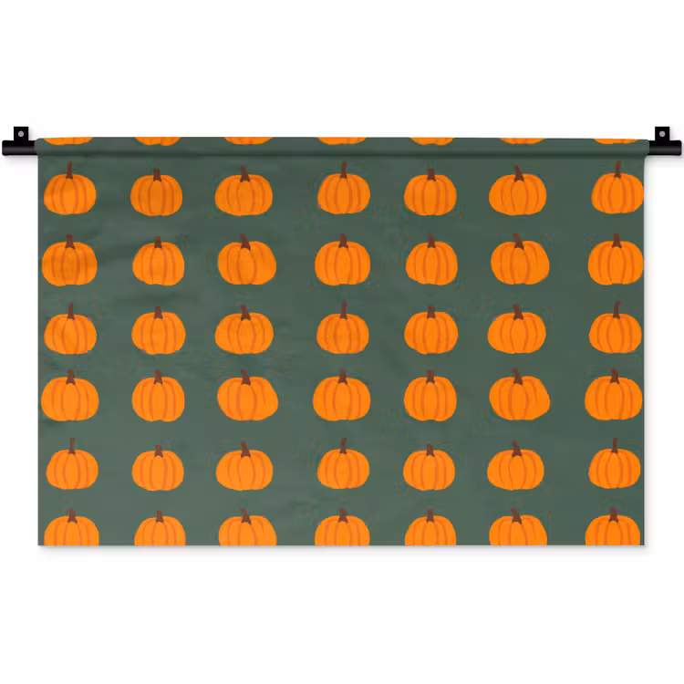 Pompoen - Patroon - Oranje Wandkleed katoen klein 269 -zz3d