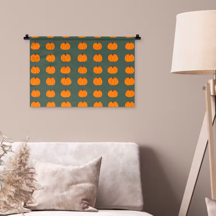 Pompoen - Patroon - Oranje Wandkleed katoen klein 269 -sfeer4