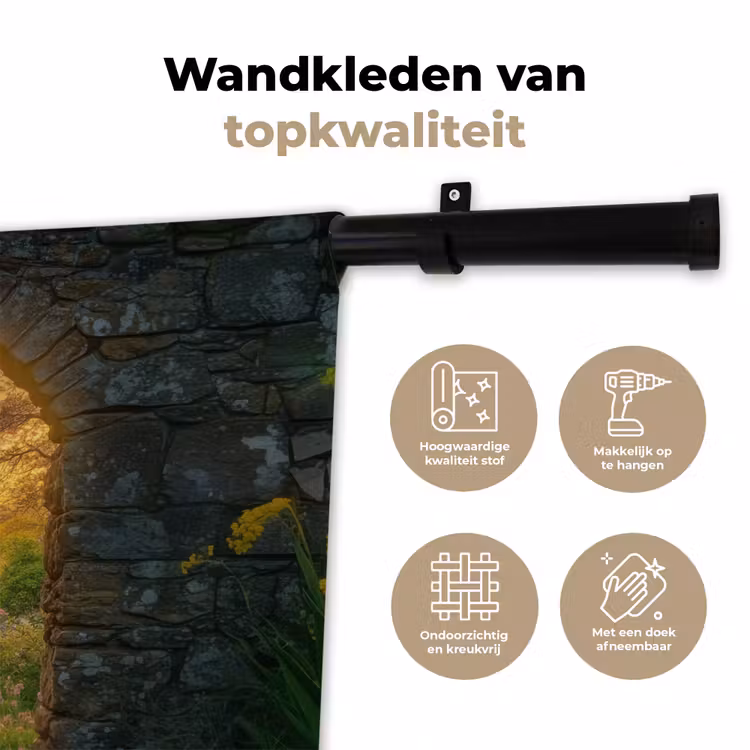 Poort - Planten - Zonsondergang Wandkleed katoen klein -sfeer2