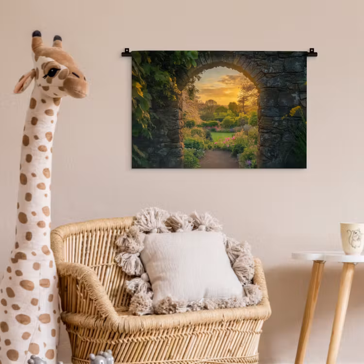 Poort - Planten - Zonsondergang Wandkleed katoen klein -wsfeer5_kind