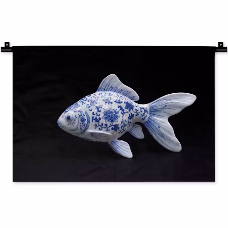 Porselein - Goudvis - Delfts - Blauw Wandkleed katoen klein -zz3d