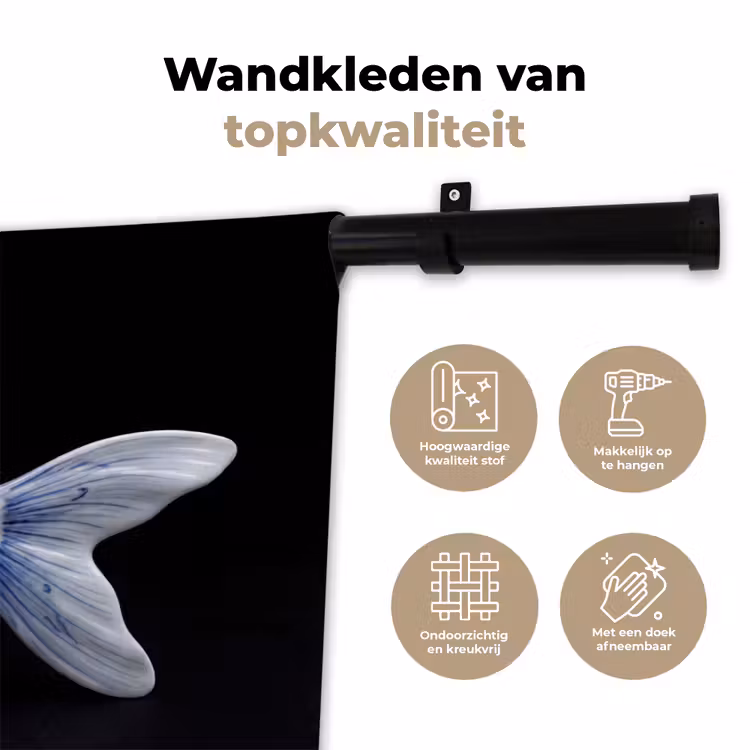 Porselein - Goudvis - Delfts - Blauw Wandkleed katoen klein -sfeer2