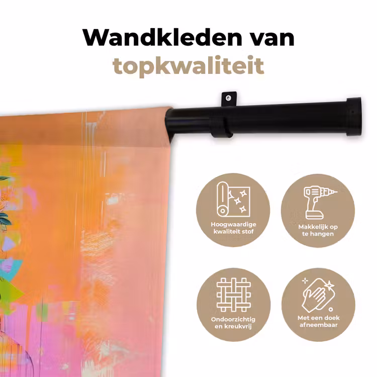 Portret - Bloemenkroon - Vrouw Wandkleed katoen klein -sfeer2