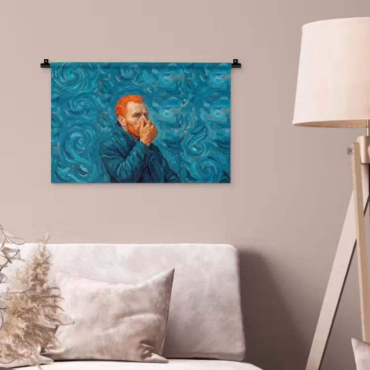 Portret - Klassiek - Blauw Wandkleed katoen klein -sfeer4