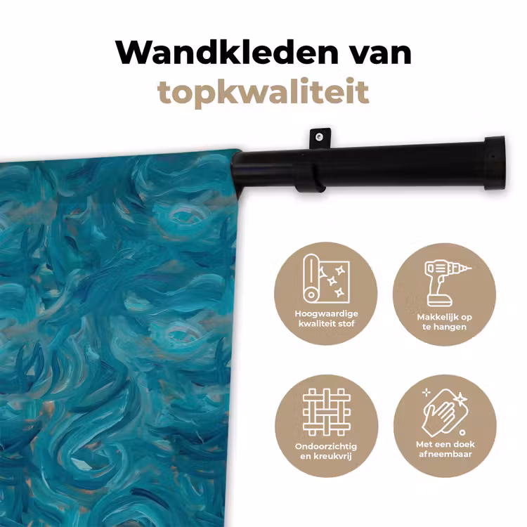 Portret - Klassiek - Blauw Wandkleed katoen klein -sfeer2