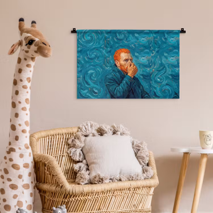 Portret - Klassiek - Blauw Wandkleed katoen klein -wsfeer5_kind