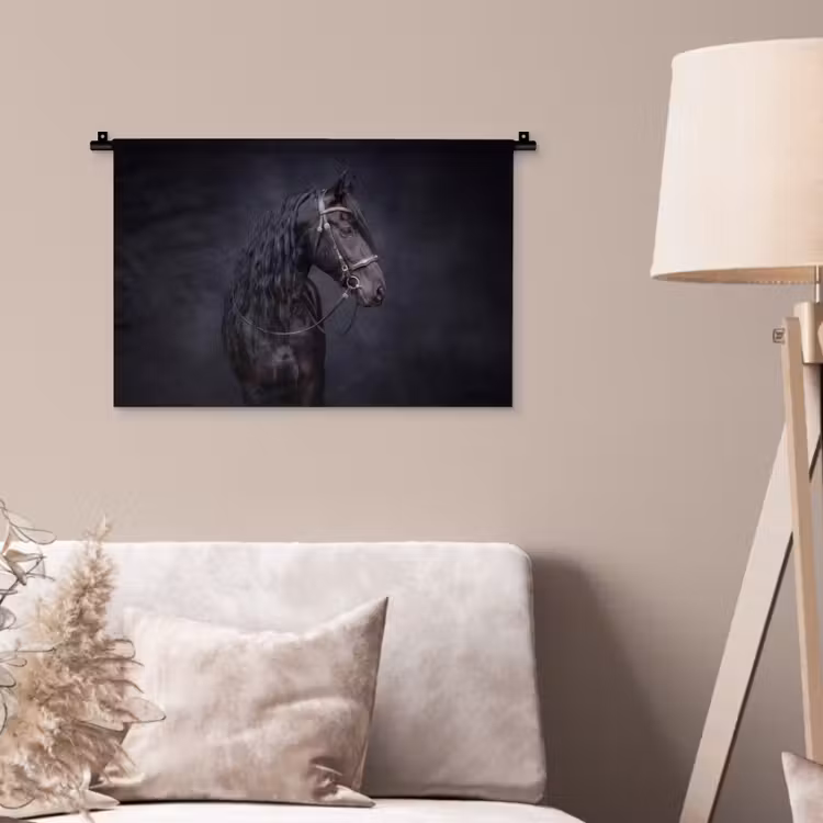 Portret - Paard - Donker Wandkleed katoen klein -sfeer4