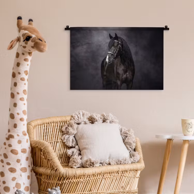 Portret - Paard - Zwart Wandkleed katoen klein -wsfeer5_kind